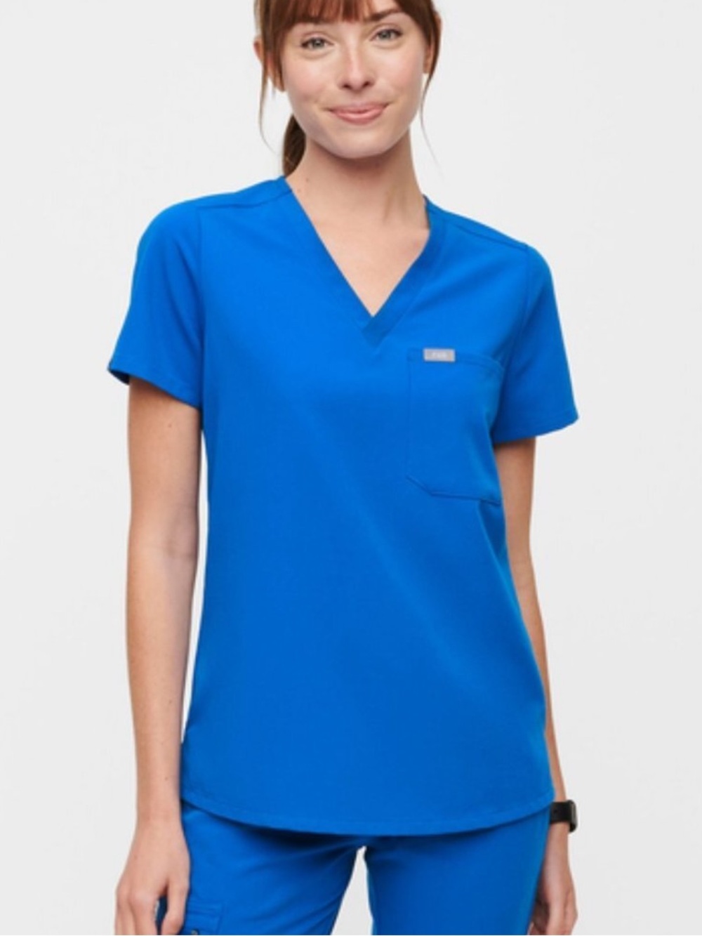 Figs Catarina Royal Blue Scrub Top Shirt Size XS